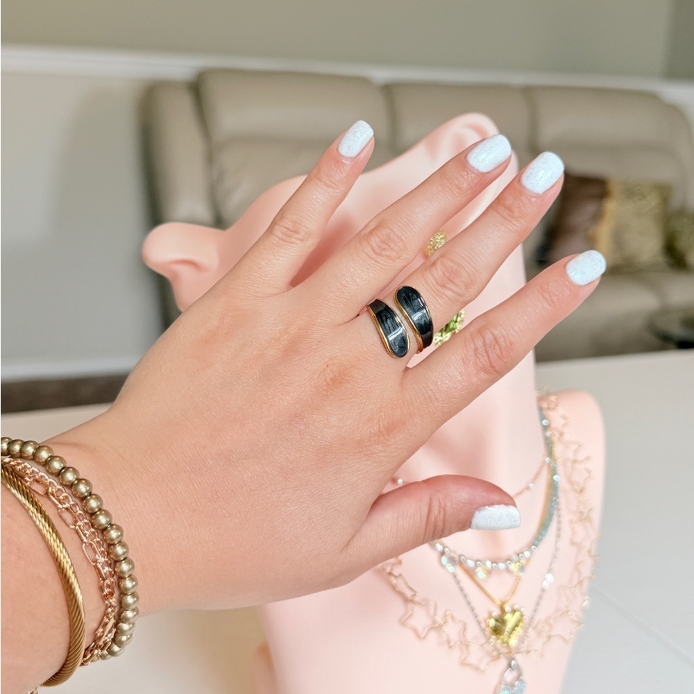 Black Enamel Statement Ring